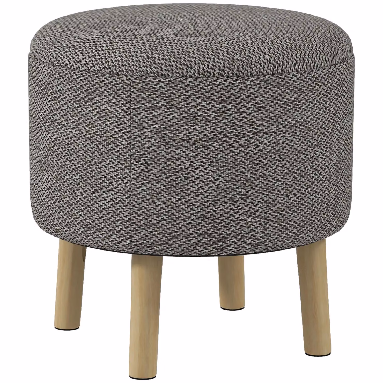 HOMCOM Round Storage Ottoman Stool with Cushioned Top in Light Grey – 2