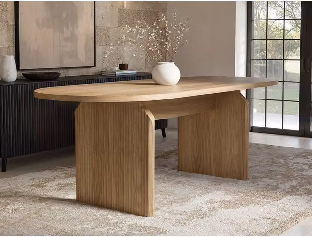 Solace+Co Varm Extendable Oval Dining Table in Brown Wood