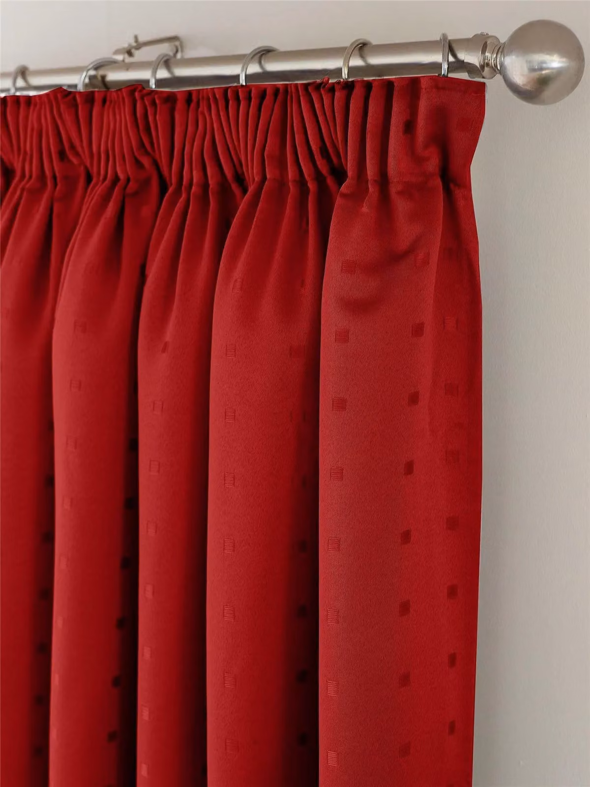 Madison Red Velvet Pencil Pleat Curtains, Width: 117 cm, Height: 183 cm – 5