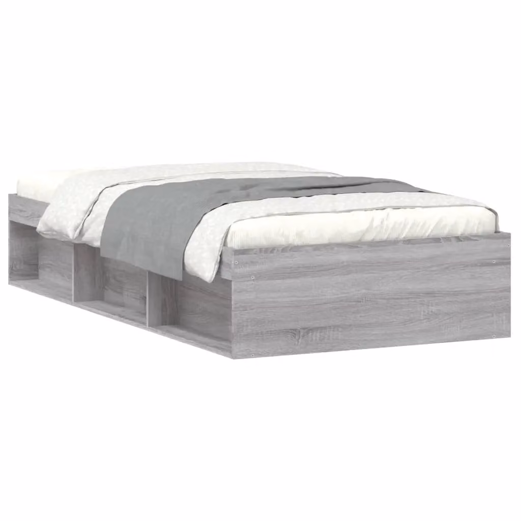 Berkfield Home Grey Sonoma Bed Frame with Side Compartments, W/D/H: 90 x 200 cm – 2