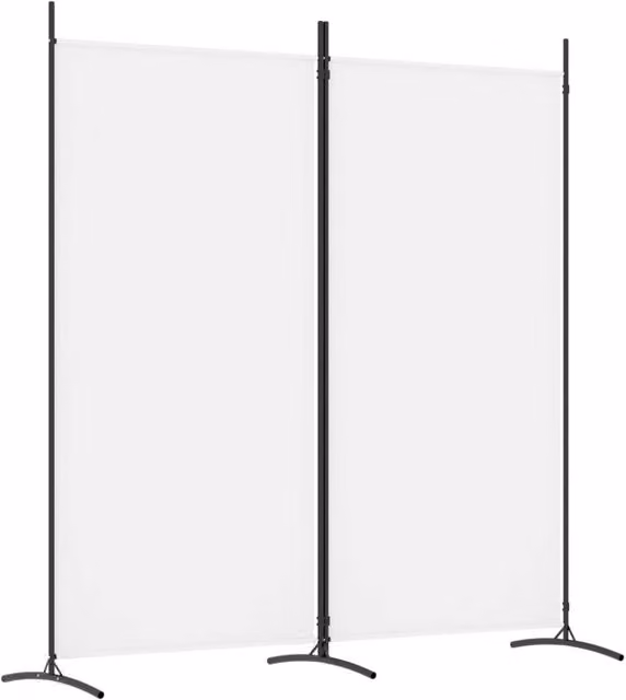 Berkfield Home 2-Panel Fabric Room Divider in White, H 175 cm x W 180 cm
