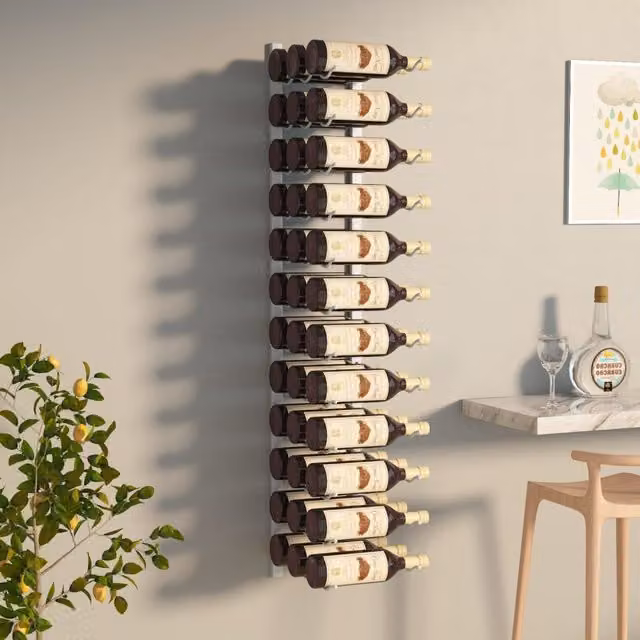 Berkfield Home Wall Mounted Metal Wine Rack in White, Holds 36 Bottles – 1