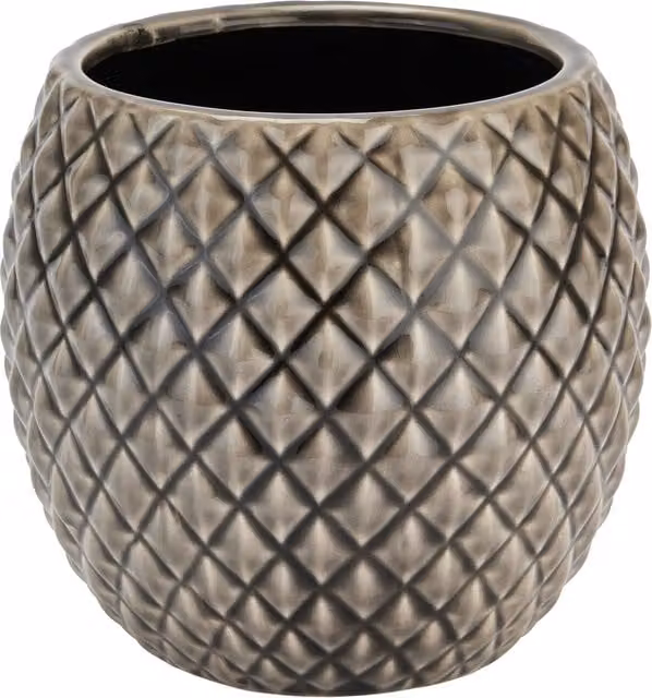 KDMK Stephen Collection Diamond Ceramic Tabletop Planter, Grey, Geometric Round Design