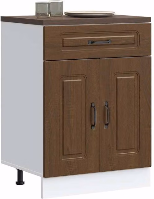 Berkfield Home Kalmar Kitchen Base Cabinet in Brown Oak Engineered Wood – 1