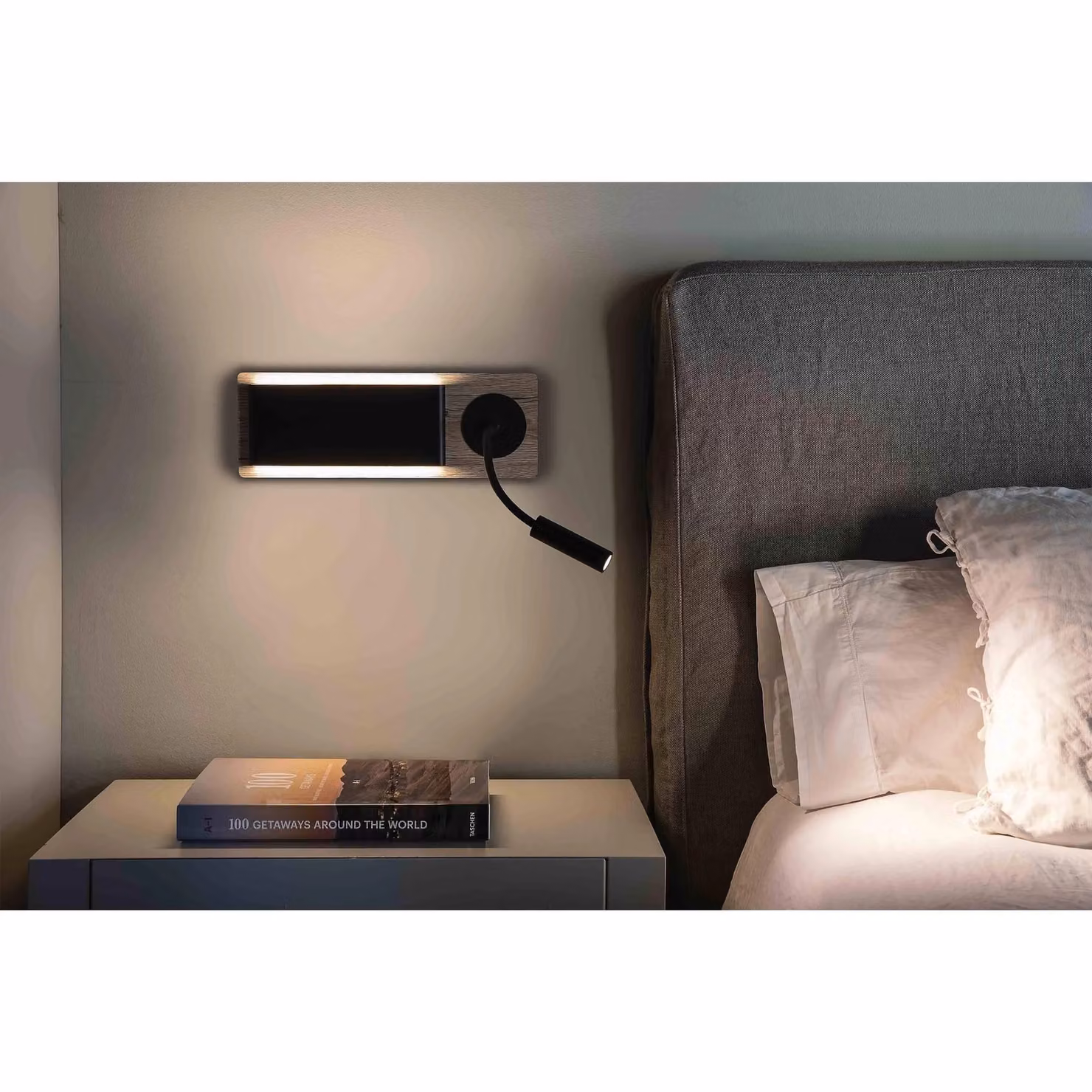 Netlighting Mood Wood Wall Lamp in Black with Adjustable LED Reader – 2