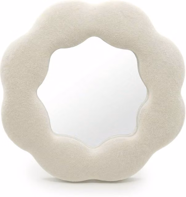 Serenityy Soft Wall Flower Mirror in Beige and Sand, W/D/H: 25.4 x 25.4 x 2.3 cm