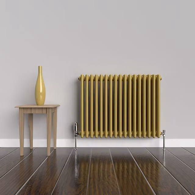 Lux Heat Horizontal 3 Column Steel Radiator in Metallic Gold, W: 60.0 cm, H: 78.5 cm