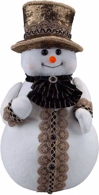 VFM e-Store Christmas Snowman Decoration in White and Black, H 39 cm x W 20 cm x D 20 cm – 1