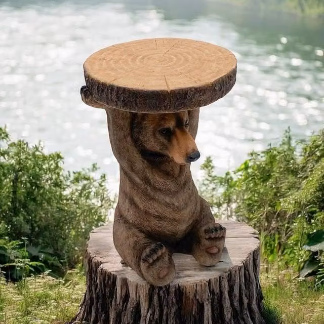 Minster Bear Garden Ornament in Brown, W: 25 cm, D: 25 cm, H: 36 cm