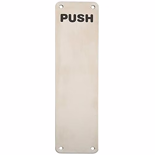 Loops Engraved Push Door Finger Plate in Brushed Silver Stainless Steel, W: 30.0 cm, H: 7.5 cm