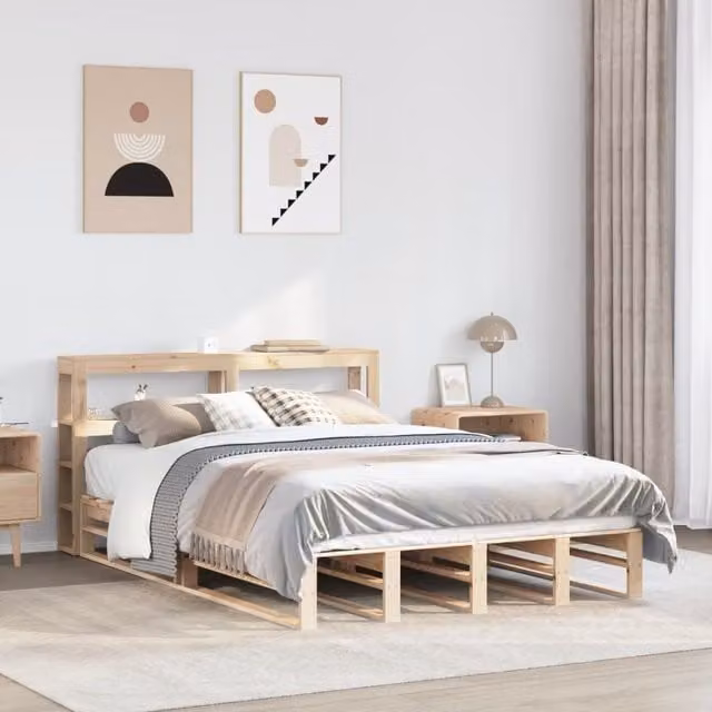 Berkfield Home Solid Wood Pine Bed Frame in Brown, W/D/H: 160 x 200 cm – 1