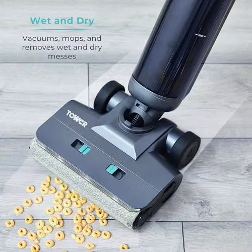 Tower T547003 Aquajet Pro Cordless Wet & Dry Hardfloor Cleaner in Titanium and Grey with LED Display and Edge Cleaning – 2