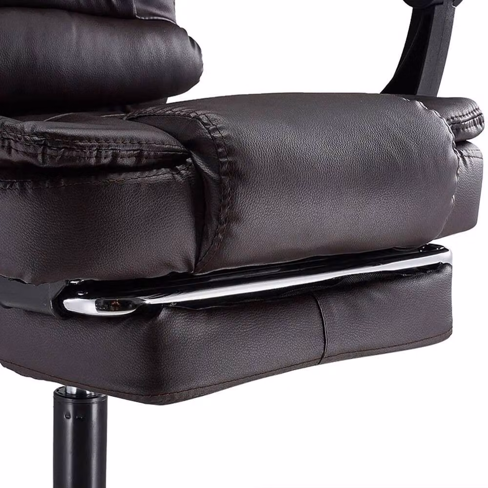 FORGEVIO Brown Faux Leather Executive Reclining Office Chair with Headrest and Armrests – 4