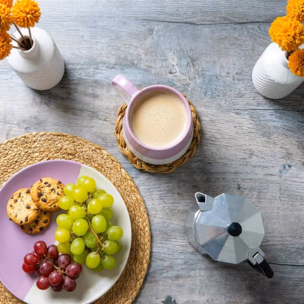 Nicola Spring Colour Block Flecked Stoneware Belly Coffee Mugs, Purple, 370ml, Set of 2 – 3