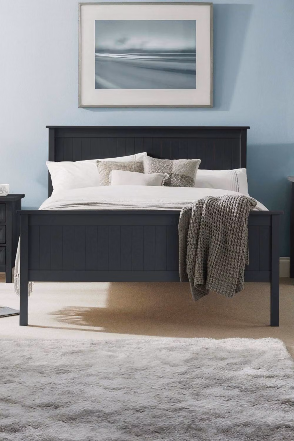 Julian Bowen Maine Lacquered Solid Wood Bed Frame in Anthracite or Black, W: 90 cm, D: 200 cm – 2