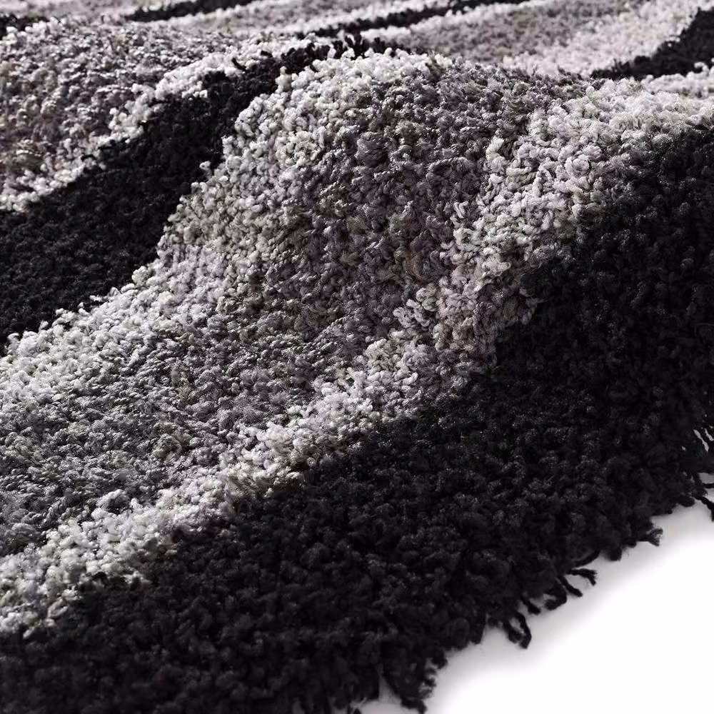 Bravich LTD Abstract Wave Shaggy Area Rug in Grey, W: 200 cm, D: 290 cm – 3