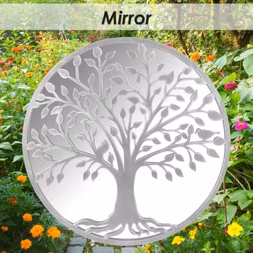 VFM e-Store White Floral Hanging Garden Mirror, W/H: 65 x 65 cm – 3