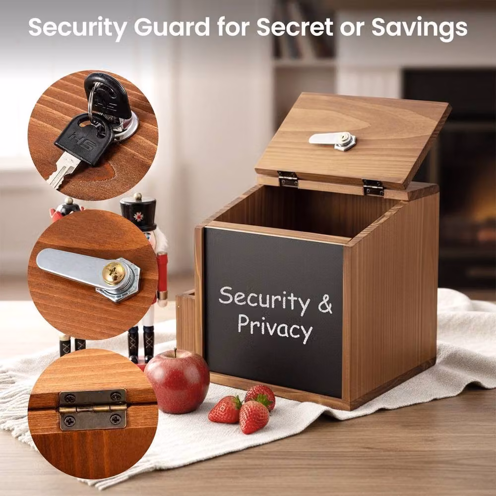 Havendro Brown Wooden Wall Mount Lockable Suggestion Box with Chalkboard – 3