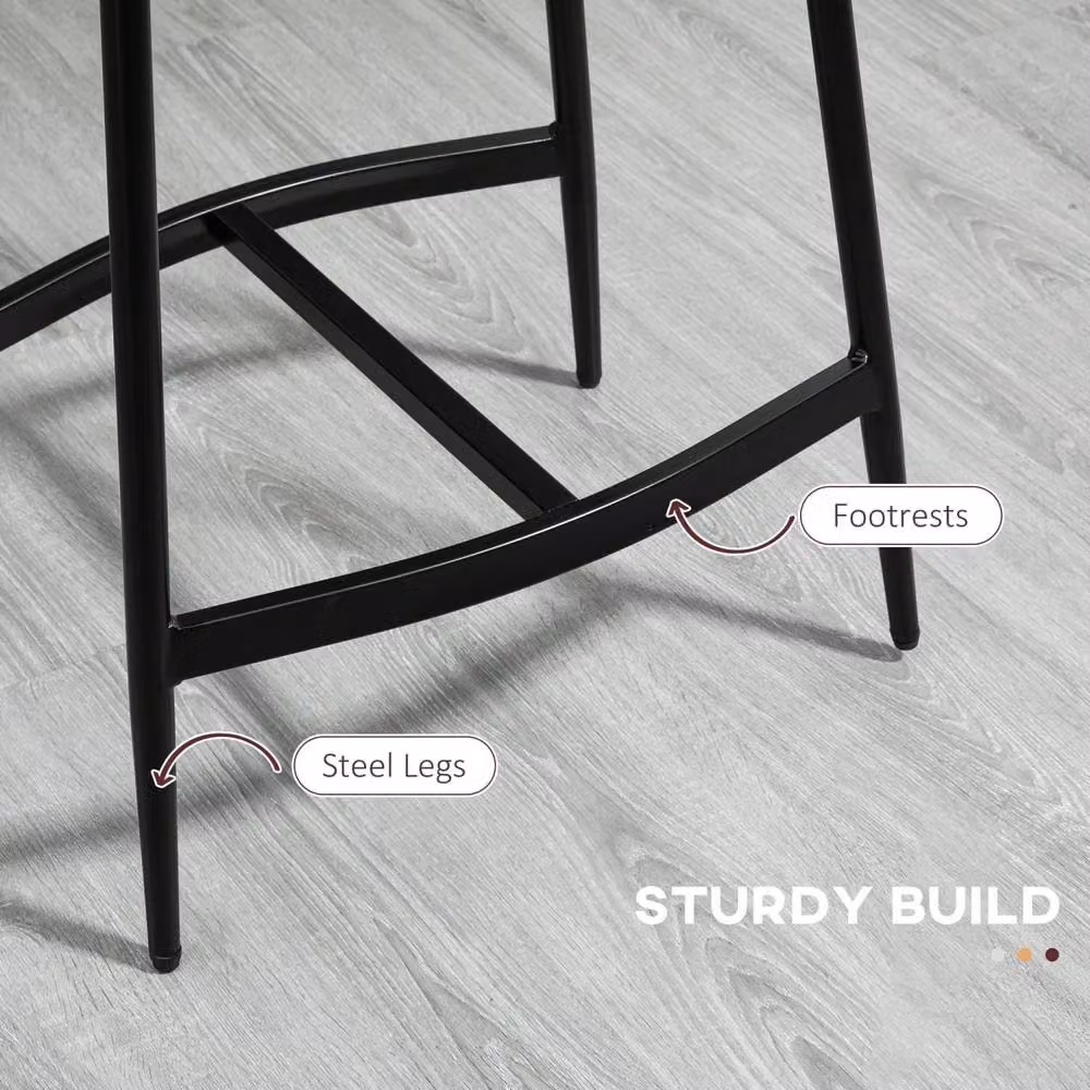 Wyld Haus Ralura Set of 2 Grey Microfibre and Metal Industrial Breakfast Bar Stools H: 68.5 cm, W: 38.5 cm, D: 48.5 cm – 5