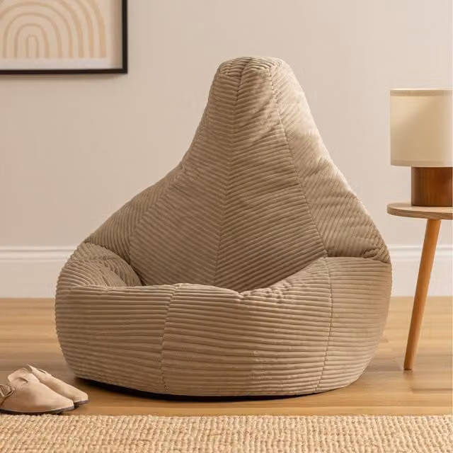 ICON Dalton Medium Corduroy Recliner Bean Bag in Beige