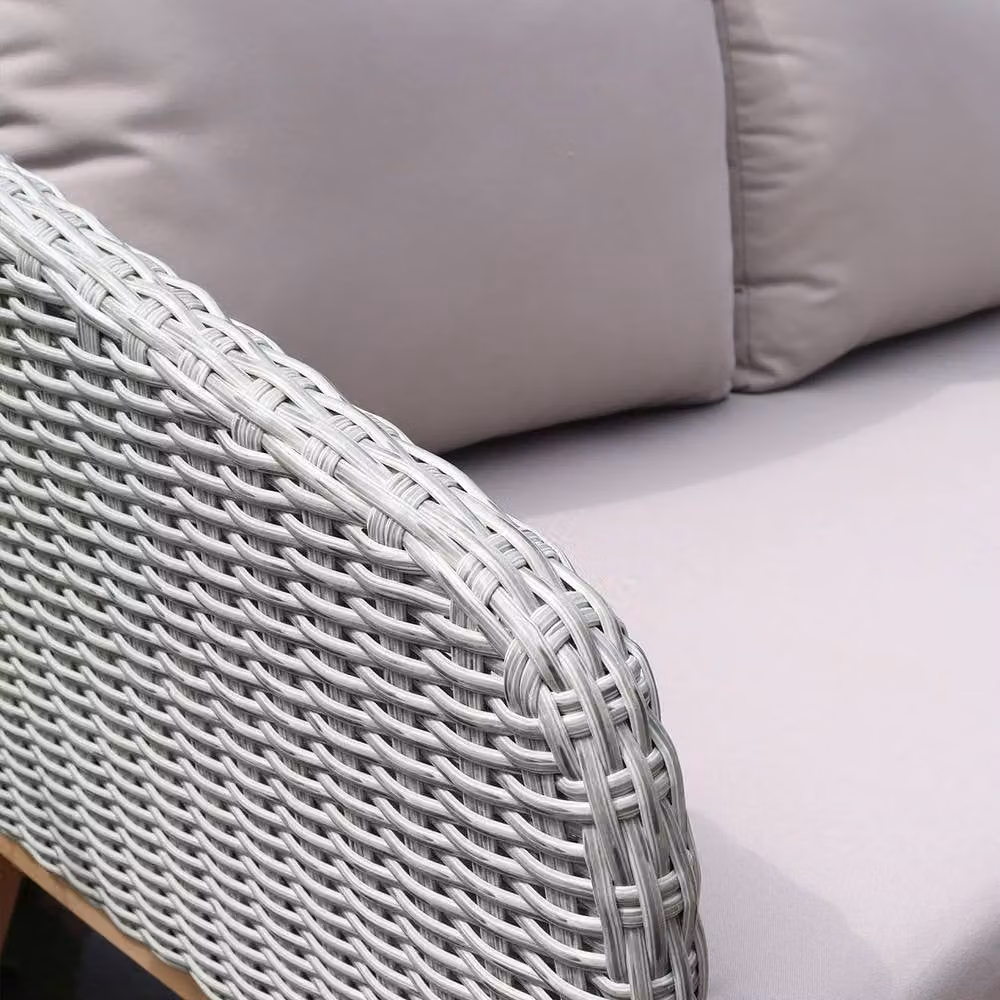 Royalcraft SOL Corner Lounge Set in Grey Rattan and Acacia Wood – 4