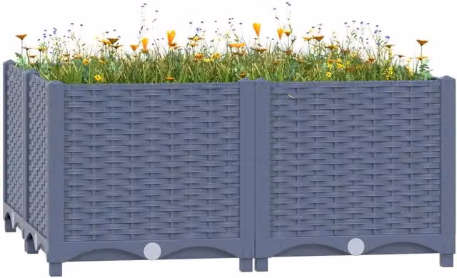 Berkfield Home Grey Polypropylene Raised Bed W/D/H: 80 x 80 x 38 cm – 1