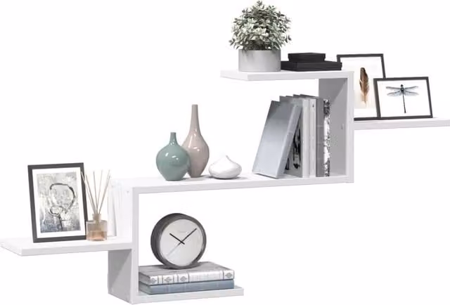 Berkfield Home Wall Mounted Shelf in White, W: 104 cm, D: 15 cm, H: 49 cm