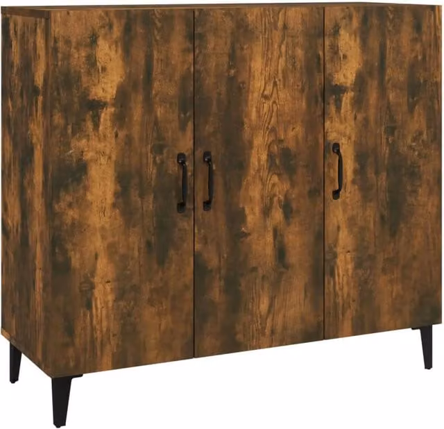 Berkfield Home Smoked Oak Sideboard in Brown, W/D/H: 90 x 34 x 80 cm