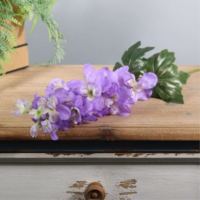 Kingsbury Gifts Silk Arundel Garden Delphinium Stem, Purple, Height: 77 cm