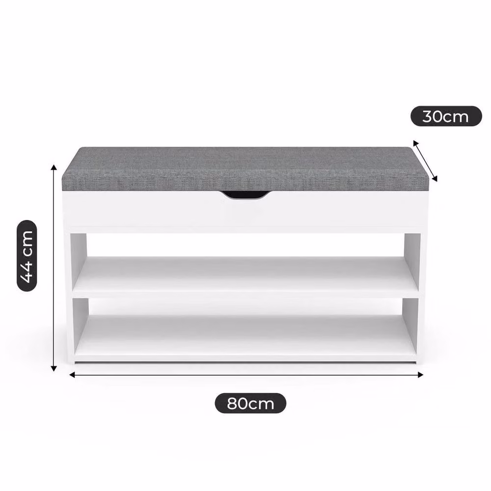 EONLION 3 Tier Wooden Shoe Rack Storage Organiser in White, Width: 100 cm – 2