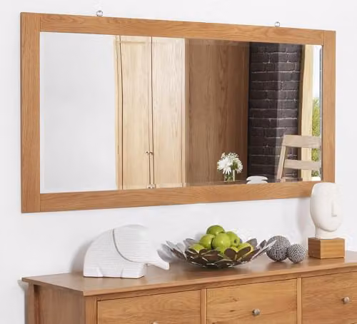 Statement Furniture Edward Hopper Rectangular Wall Mirror with Wooden Frame and Bevelled Glass, W: 140 cm, H: 70 cm, Brown – 3