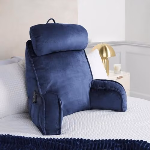OHS Blue Reading Pillow with Neck and Back Support and Detachable Neck Roll – 1