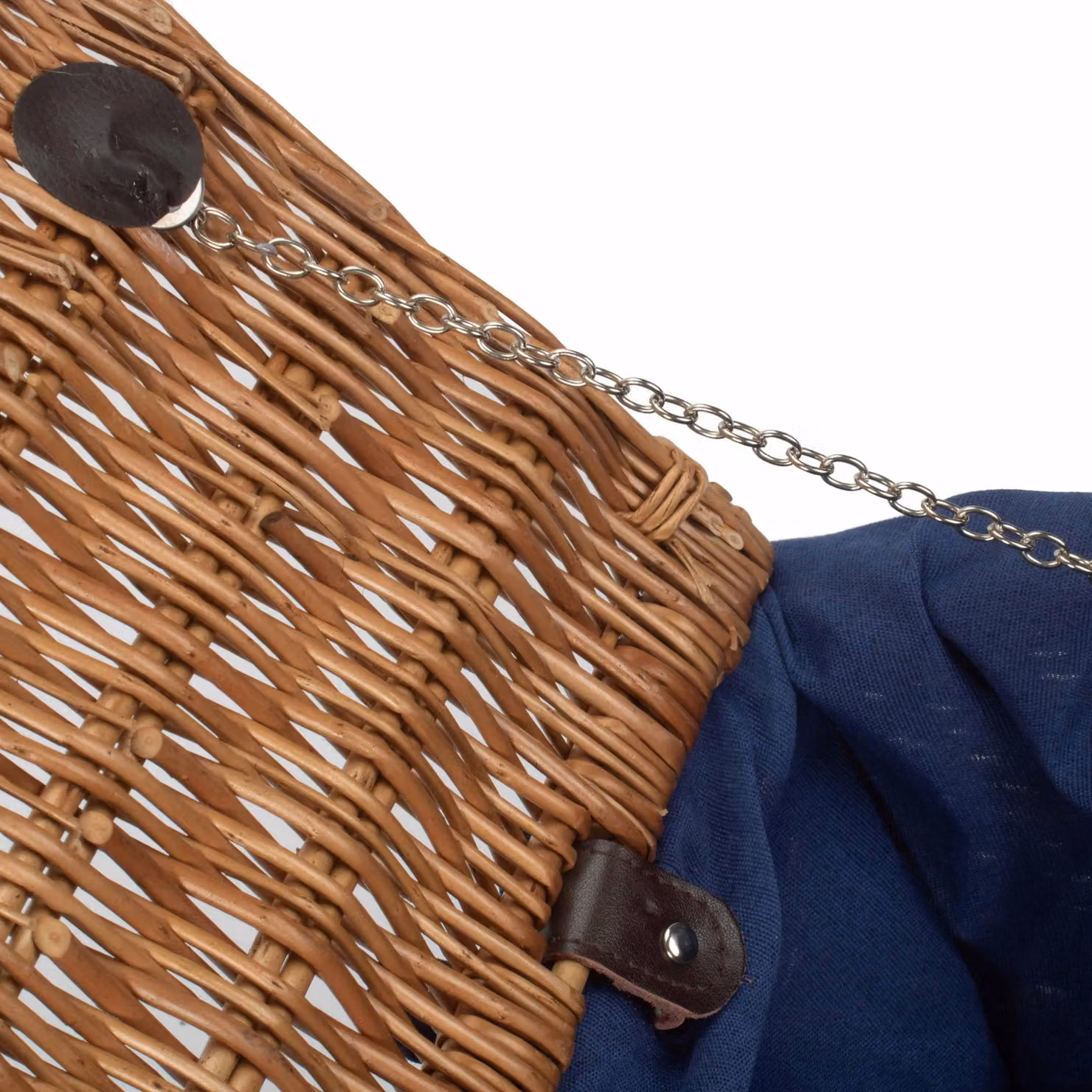 Red Hamper Double Steamed Wicker Picnic Basket with Blue Cotton Lining – 3