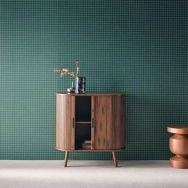 Sweekeek Scandinavian Sideboard with 2 Sliding Doors in Dark Brown Wood Effect – 1