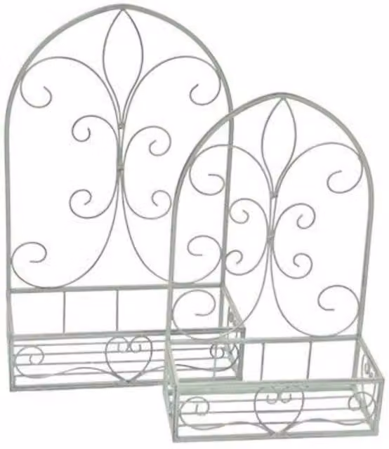 KDMD Set of 2 White Metal Heart Wall Planters