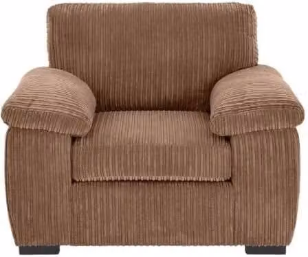 LUXURY LIFE Collingdale 1 Seater Sofa in Light Brown Jumbo Cord Fabric with Solid Wood Frame, W/D/H: 120 x 90 x 90 cm