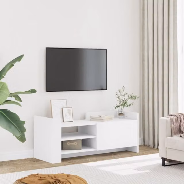 Berkfield Home White Modern TV Cabinet W/D/H: 100 x 35 x 40 cm