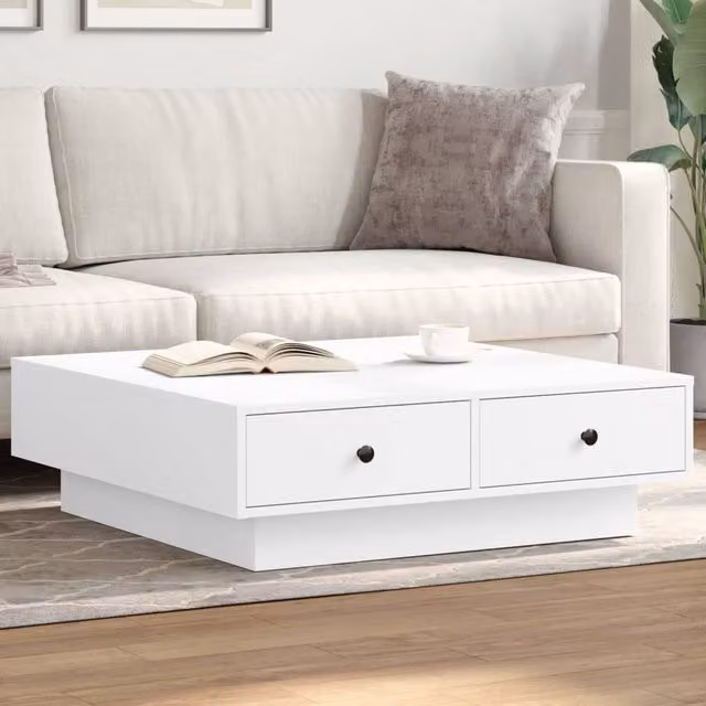 Berkfield Home White Square Coffee Table W/D/H: 90 x 90 x 28 cm – 1