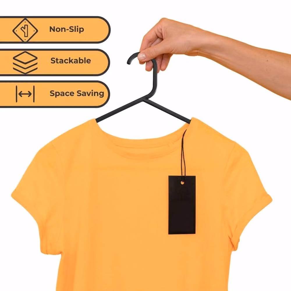 NESTLUNE 10 Pack Black Plastic Space Saving Coat Hangers with Notches – 5