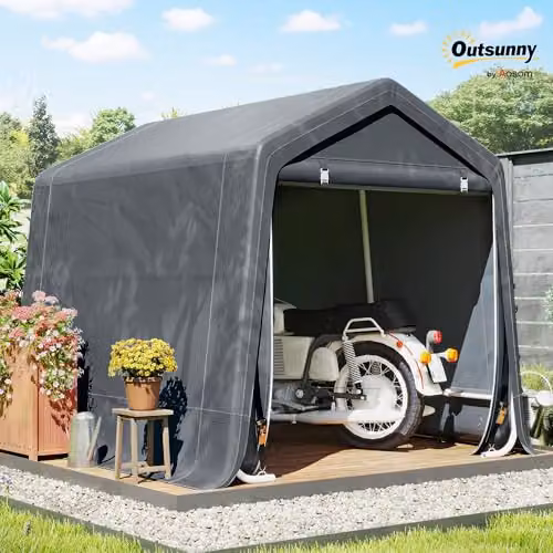 Outsunny Waterproof Outdoor Garden Storage Shed with Single Door in Grey – 2