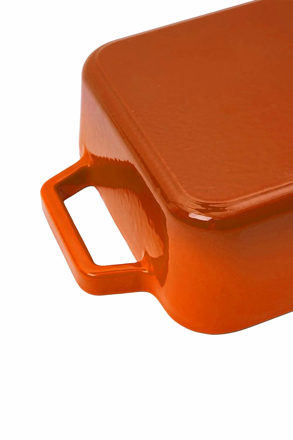 Living and Home 3.2L Enamelled Cast Iron Roasting Pan in Orange – 3