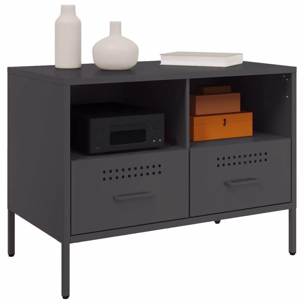 Berkfield Home Industrial Metal TV Cabinet in Black, W: 68 cm, D: 39 cm, H: 50.5 cm – 4