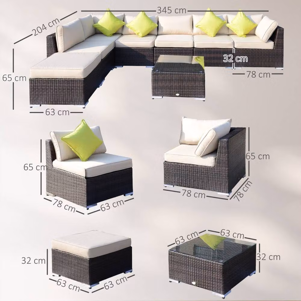 Wyld Haus Dobazi 6 Seater Modular Corner Sofa Set in Mixed Brown PE Rattan with Cushions – 4