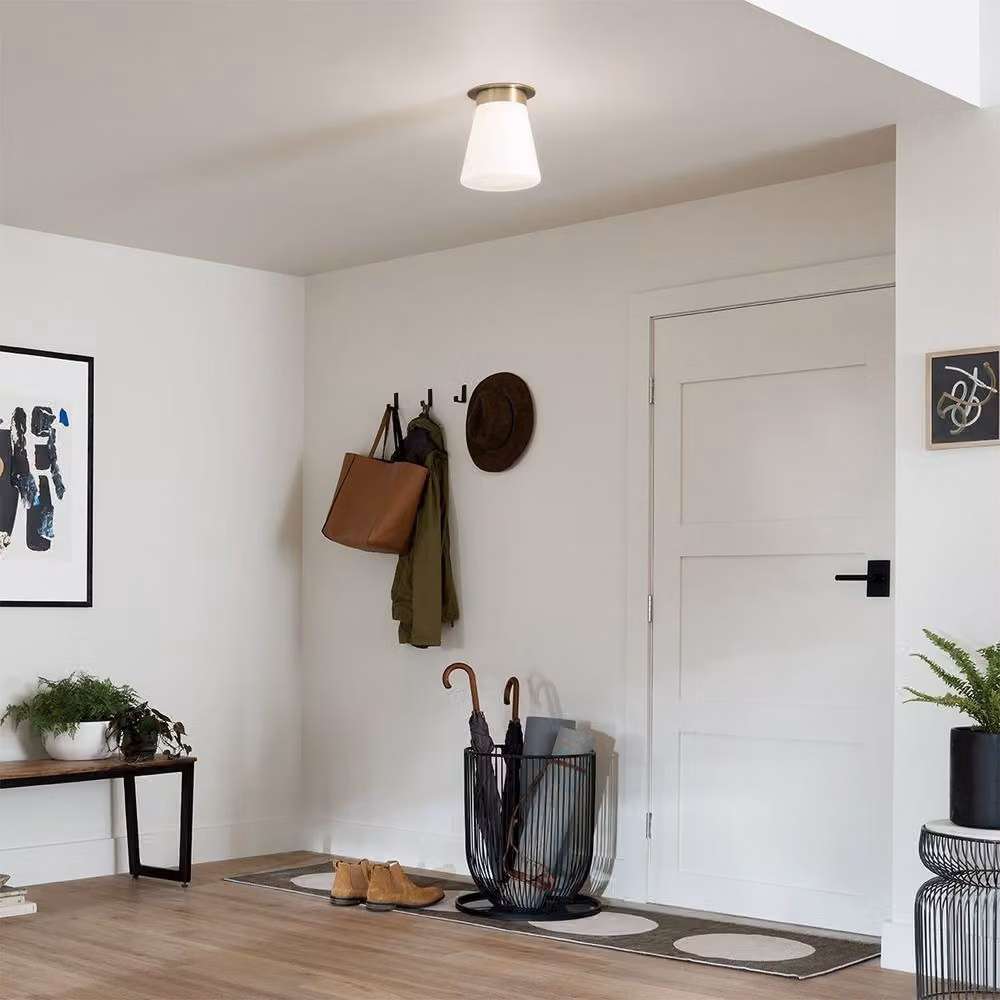 Kichler Albers Semi Flush Ceiling Light in Champagne Bronze and Brown with E27 Socket – 2