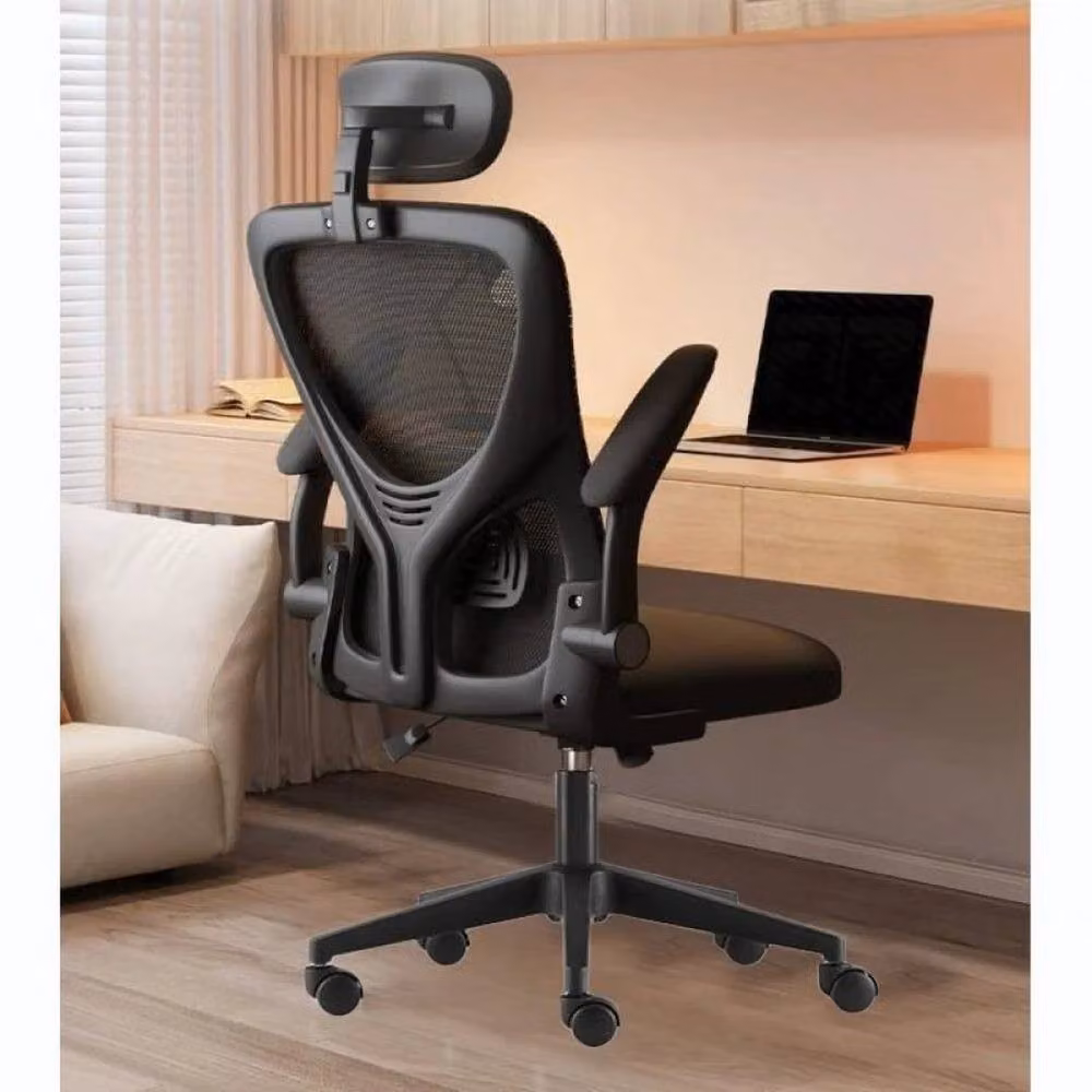 FLAVORA Black Fabric Mesh Task Chair with Adjustable Headrest and Armrests – 3