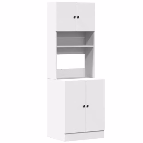 vidaXL Modern White Kitchen Tall Unit with Hinged Doors and Internal Shelves, W/D/H: 60 x 50 x 180 cm