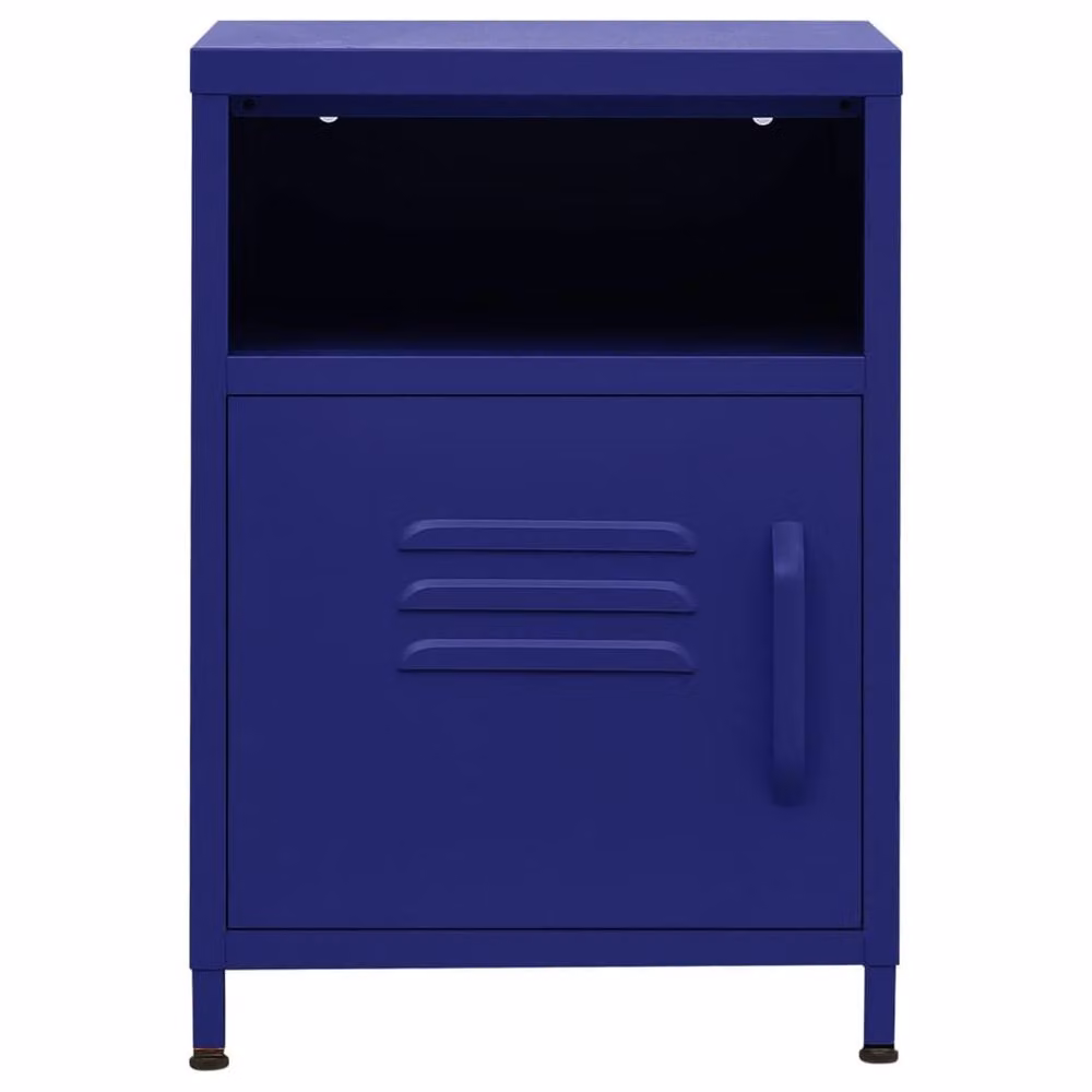 Berkfield Home Modern Navy Blue Metal Nightstand with Integrated Lighting, W/D/H: 35 x 35 x 51 cm – 3