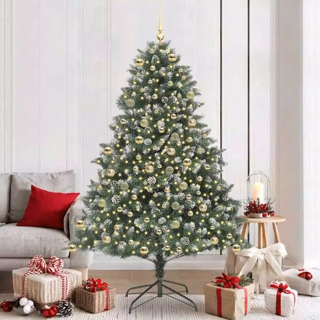 Berkfield Home Green Artificial Christmas Tree with Stand, W/D/H: 140 x 140 x 210 cm – 1