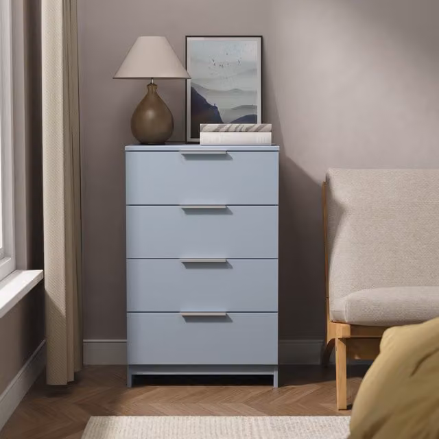 Ready Assembled 2 U Dover 4 Drawer Midi Chest in Light Blue
