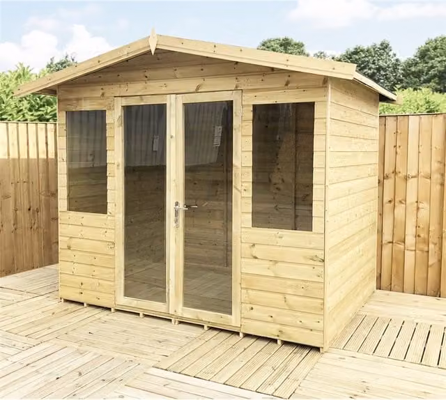 Marlborough 7ft Apex Summerhouse with Short Windows in Green